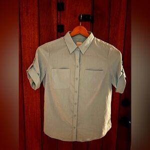 Chico’s Light Blue / Aqua Button-Front Collared Blouse